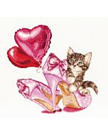 Thea Gouveneur borduurpakket 'Valentijnsdag kitten' 740A telpatroon