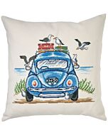 Permin borduurpakket borduurkussen VW kever aan het strand met telpatroon 83-1197