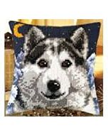 Borduurpakket kruissteekkussen wolf met maanlicht om te borduren  