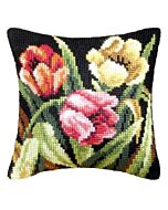 Orchidea borduurkussenpakket tulpen 9077 voorbedrukt (kussenrug en opvulkussen apart verkrijgbaar)