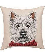 Permin borduurpakket borduurkussen witte terrier met telpatroon 83-9173