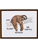 Permin borduurpakket Eat, sleep, be happy - Repeat 92-4321 telpatroon