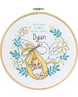 Permin borduurpakket geboortetegel Dylan - ooievaar 92-9862 telpatroon