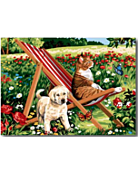 Voorbedrukt stramien / canvas de ligstoel  van Seg de Paris 929.600 om te borduren