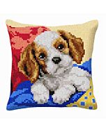 Orchidea borduurkussenpakket puppy 9523 voorbedrukt (kussenrug en opvulkussen apart verkrijgbaar)