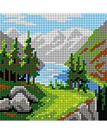 Orchidea borduurpakket berglandschap 9779 voorbedrukt stramien incl. garen, ideaal voor beginners!