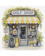 Luca-s borduurpakket welkom bij de golf winkel B1438 telpatroon
