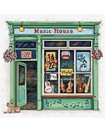 Luca-s borduurpakket welkom bij de muziek winkel B1440 telpatroon