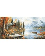 Luca-s borduurpakket boschalet aan het water B716 telpatroon