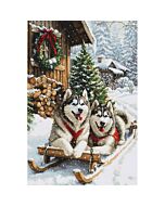 Luca-s borduurpakket husky's op de slee B722 telpatroon