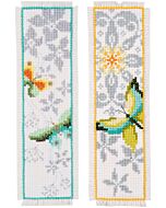 Borduurpakket 2 boekenleggers Vlinder en bloemen Vervaco pn-0165133