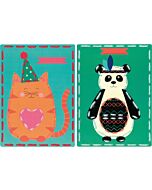 Borduurpakket 2 borduurkaarten poes en panda zeer makkelijk om te borduren
