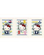 Borduurpakket 3 wenskaarten met envelop hello kitty telwerk vervaco pn 0150686