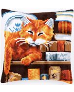 Borduurpakket  Kat tussen boeken vervaco pn-0163873  kruissteekkussen