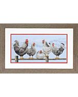 Borduurpakket kippen op een hek van Dimensions 70-35403