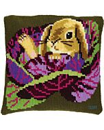 Borduurpakket kruissteek konijntje in rode kool van pako om borduren 003.291