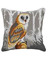 Borduurpakket kruissteek kussen uil orchidea 99015