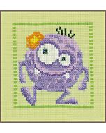 Borduurpakket kruissteek paars monstertje voor kinderen Vervaco pn-0150595.