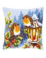 Borduurpakket kruissteekkusse roodborstjes met lamp om te borduren van vervaco  pn-0145077