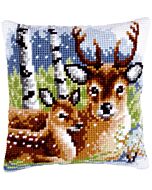 Borduurpakket kruissteekkussen hertenfamille van Vervaco pn-0147043