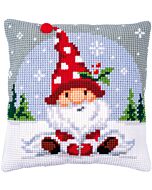 Borduurpakket kruissteekkussen kerstkabouter in de sneeuw van Vervaco pn-0188665