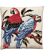 Borduurpakket  kruissteekkussen papegaaien Pako 003.105
