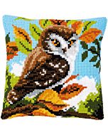 Borduurpakket kruissteekkussen uil in de struiken van Vervaco pn-01148147