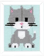 Borduurpakket  spansteek grijze poes voor kinderen