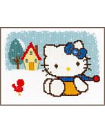 Borduurpakket telpatroon hello kitty winter een van de vierjaargetijden