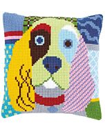  Borduurpakket voorbedrukt kruissteek kussen lappenhond van vervaco pn-0156109