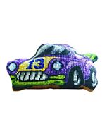 Borduurpakket voorbedrukt kruissteekkussen  raceauto orchidea 9522