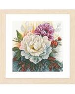 Borduurpakket witte rozen met  linnen van Lanarte PN-0165377