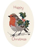 Bothy Threads borduurpakket kerstkaart Roodborstje CDX18 telpatroon