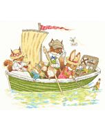 Borduurpakket Bothy Threads  vossen familie aan boord XBR02