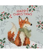 Bothy Threads borduurpakket wenskaart xmas fox XMAS8 telpatroon