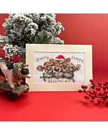 Bothy Threads borduurpakket wenskaart jolly holly cows XMAS75 telpatroon