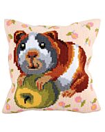  Voorbedrukt kruissteek kussen  Hungry Harry cavia als borduurpakket
