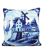 Voorbedrukt kruissteek kussen  Delfts Blauw als borduurpakket