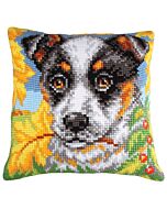 Borduurpakket voorbedrukt kruissteekkussen hond  Collection d'Art  5211