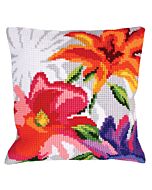 Voorbedrukt kruissteek Kussenpakket Stijlvolle Bloemen Collection d'Art als borduurpakket 5.226