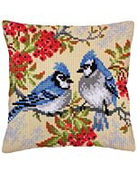 Voorbedrukt kruissteek Kussenpakket Blauwe gaaien Collection d'Art