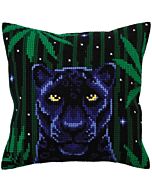 Voorbedrukt kruissteek Kussenpakket zwarte panter Collection d'Art  