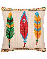 CDA Voorbedrukt kruissteek kussen veren borduren 5364