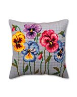 Borduurpakket voorbedrukt kruissteek kussenpakket viooltjes Collection d'Art  5383