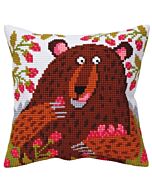 Kruissteek kussenpakket  beer en frambozen van Collection d'Art 5396