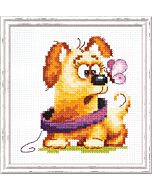 Borduurpakket Who are you -hond met telpatroon Chudo Igla (Magic Needle) 16-024