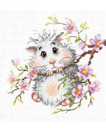 Borduurpakket  hamster in de bloesem - Magic Needle met telpatroon.