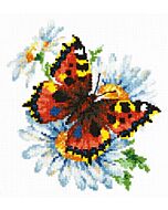  Borduurpakket  vlinder met margrieten - Magic needle met telpatroon.