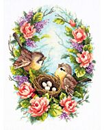 Borduurpakket familie nest vogels  met telpatroon Chudo Igla (Magic Needle) 064-005