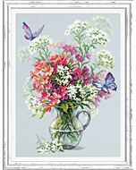 Borduurpakket Flox en duizendblad - Magic Needle 100-081 met telpatroon.